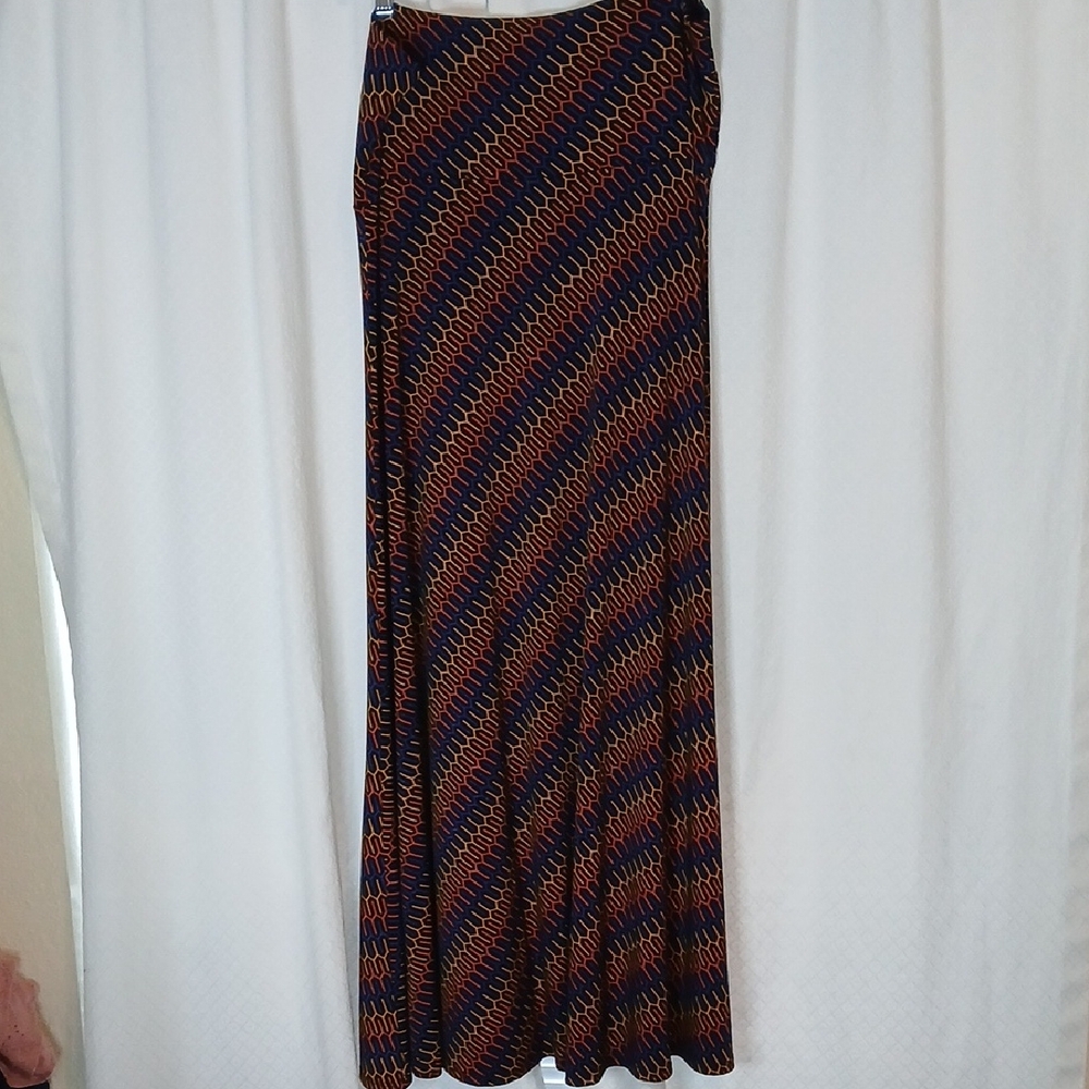 LuLaRoe Maxi Skirt with Black and Orange Pattern XL